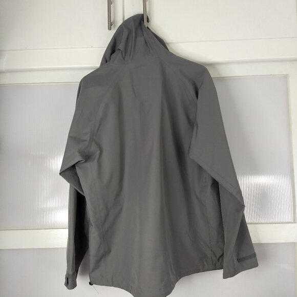 George Grey Hooded Rain Jacket Coat Zippered Adjustable Cuffs Medium Polyester - Picture 3 of 13